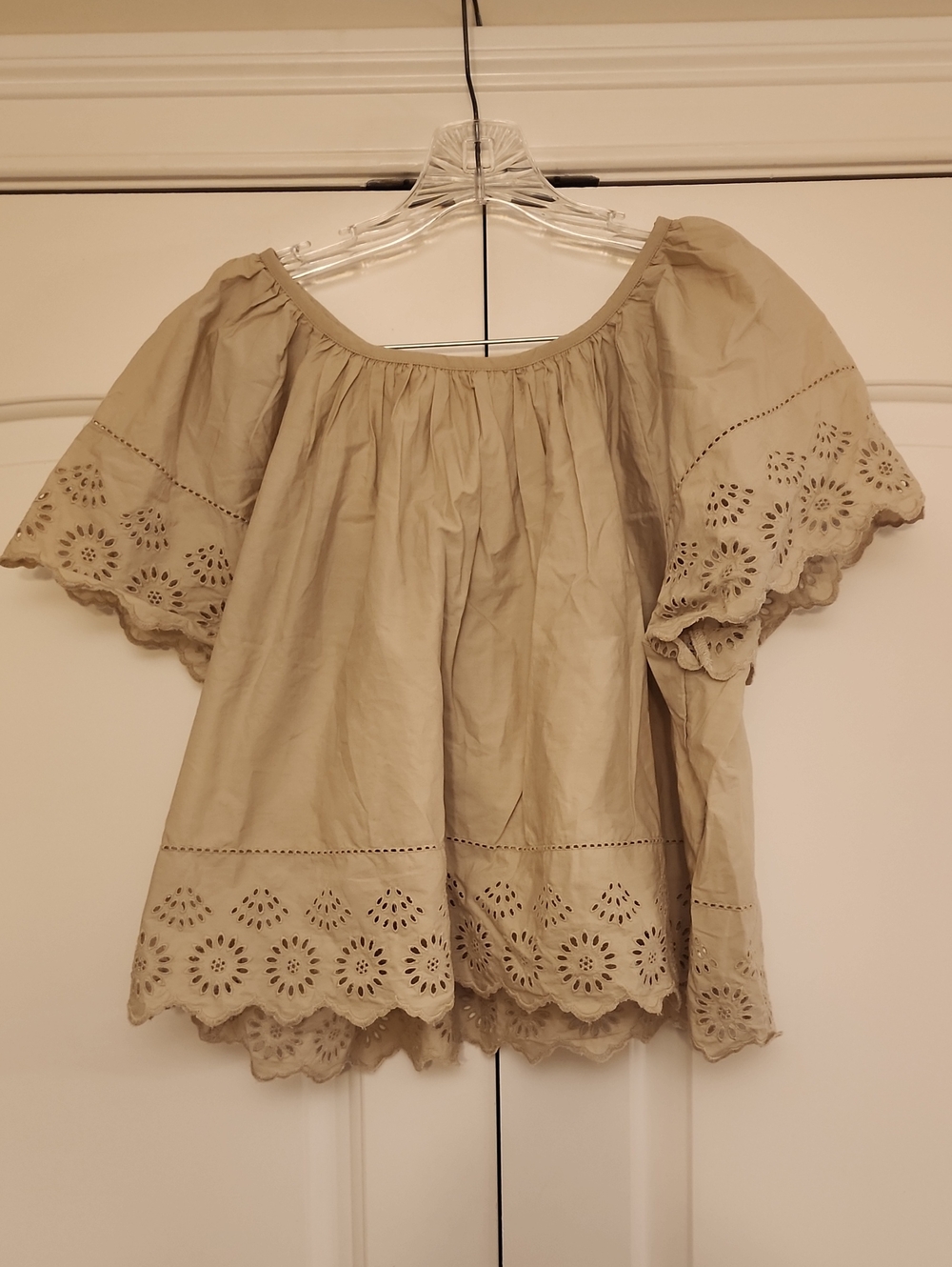 GAP Beige Eyelet Off-Shoulder Top